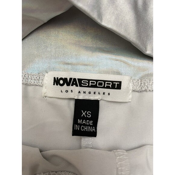 Silver High Waist Leggings Sz XS Yoga Pants Mesh Inserts Athletic Gym Exercise - Picture 5 of 8